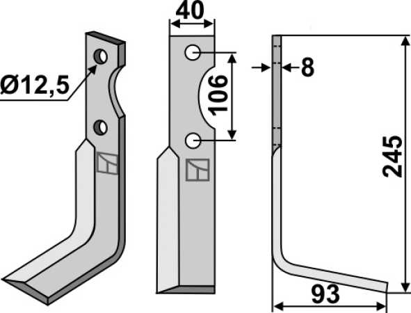 Fräsmesser 245x40mm, rechts